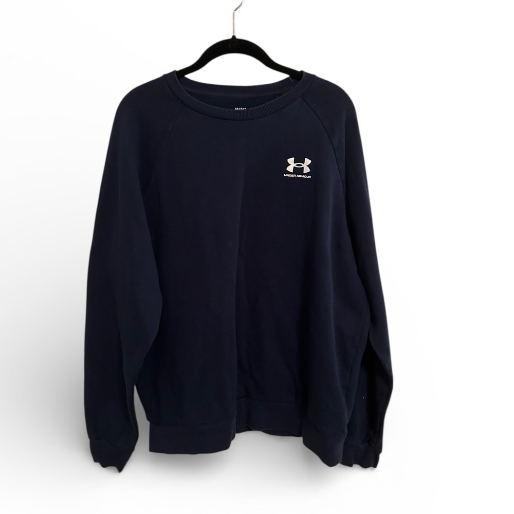 Under Armour Navy Blue Loose Fit Crewneck Fleece Pullover Men’s